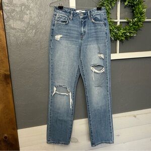 Mica Distressed Blue Women's Jeans 25 straight wide leg cotton